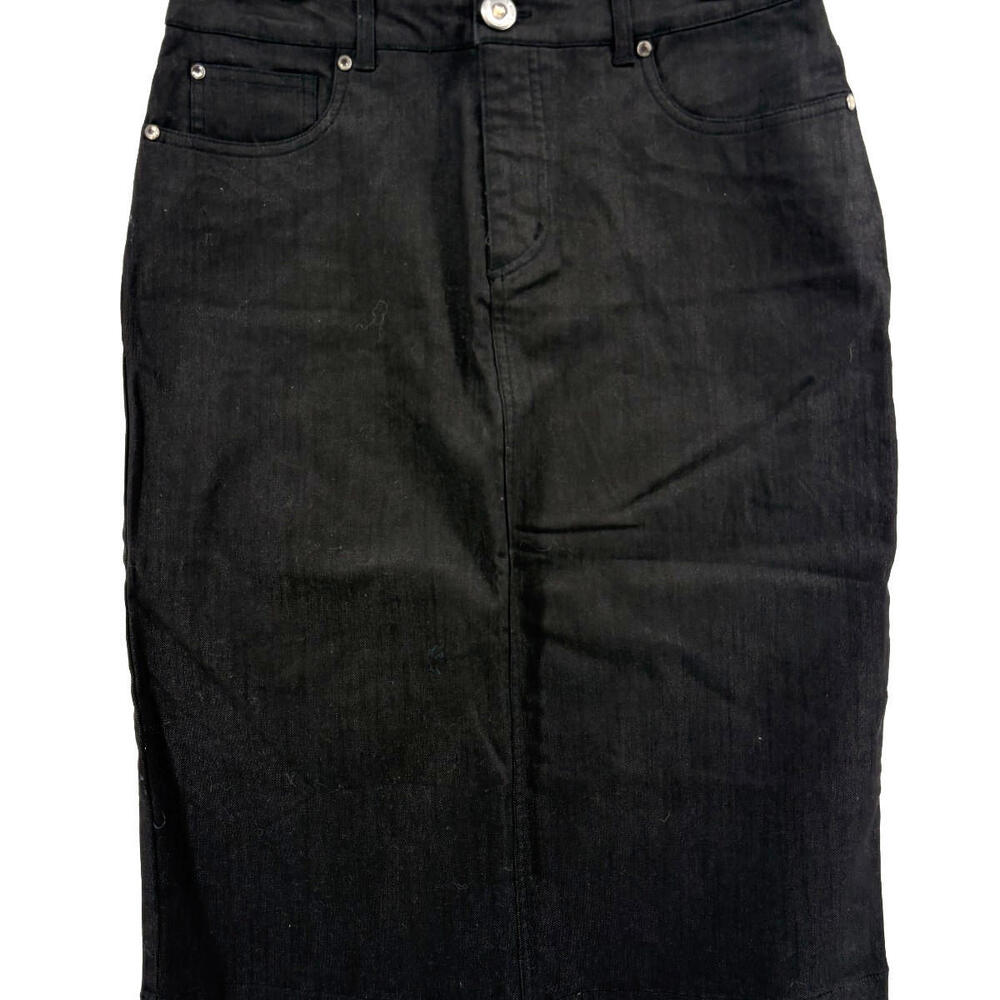 Women's Simon Chang Skirt Pencil Straight Black Denim Size 10